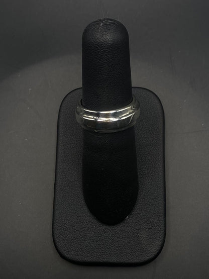 Anillo Liso de Plata Ley 925 de Doble Banda, vista lateral