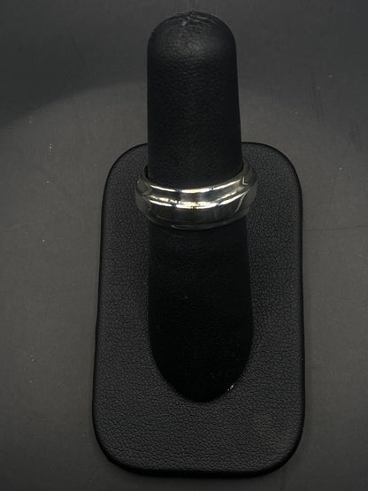 Anillo Liso de Plata Ley 925 de Doble Banda, vista frontal