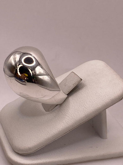 Artesanal en Plata Diseño Tipo Domo Pulido, vista lateral