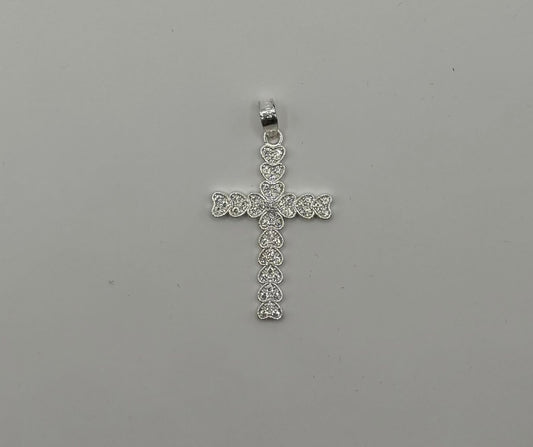 Dije Cruz Corazón Zirconia — vista frontal