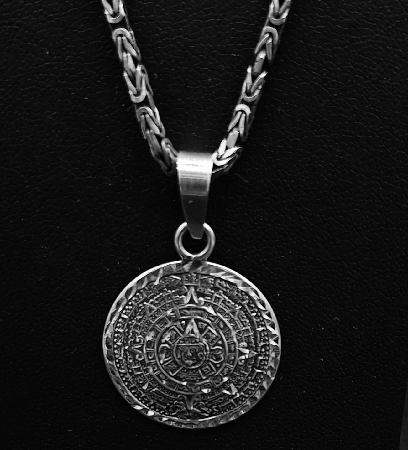 Plata Ley 925 Calendario Azteca, sello de autenticidad Plata Ley .925