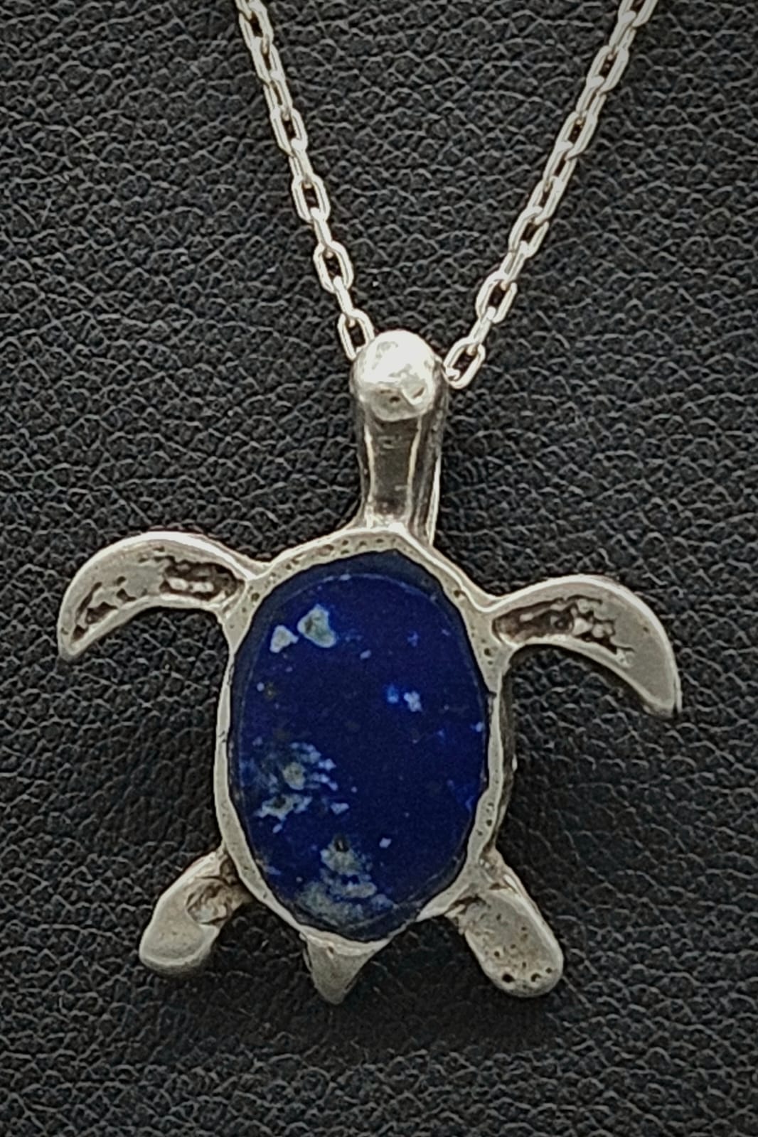 Dije Plata Ley 925 Tortuga Lapislazuli., vista frontal