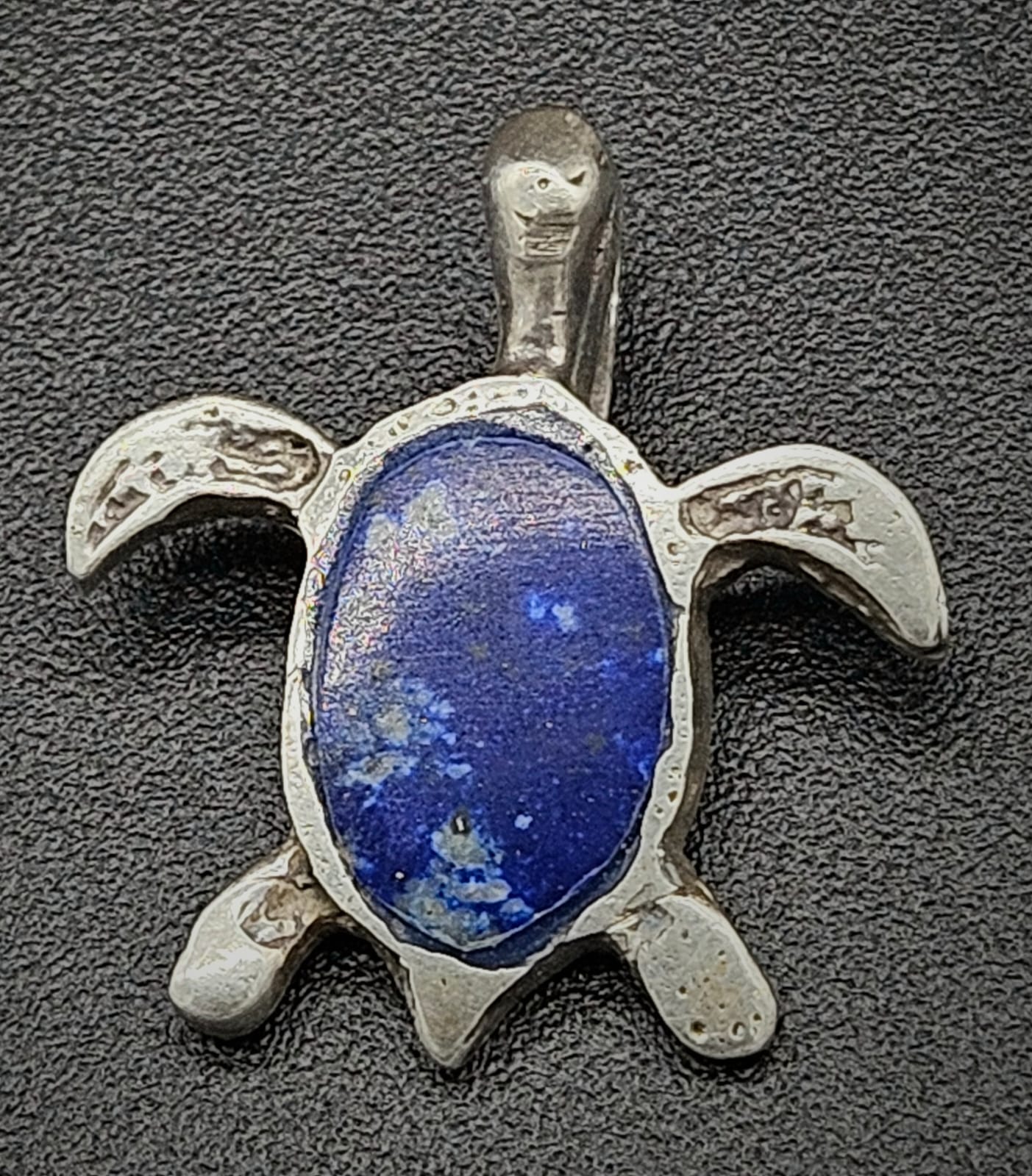 Dije Plata Ley 925 Tortuga Lapislazuli., sello de autenticidad Plata Ley .925