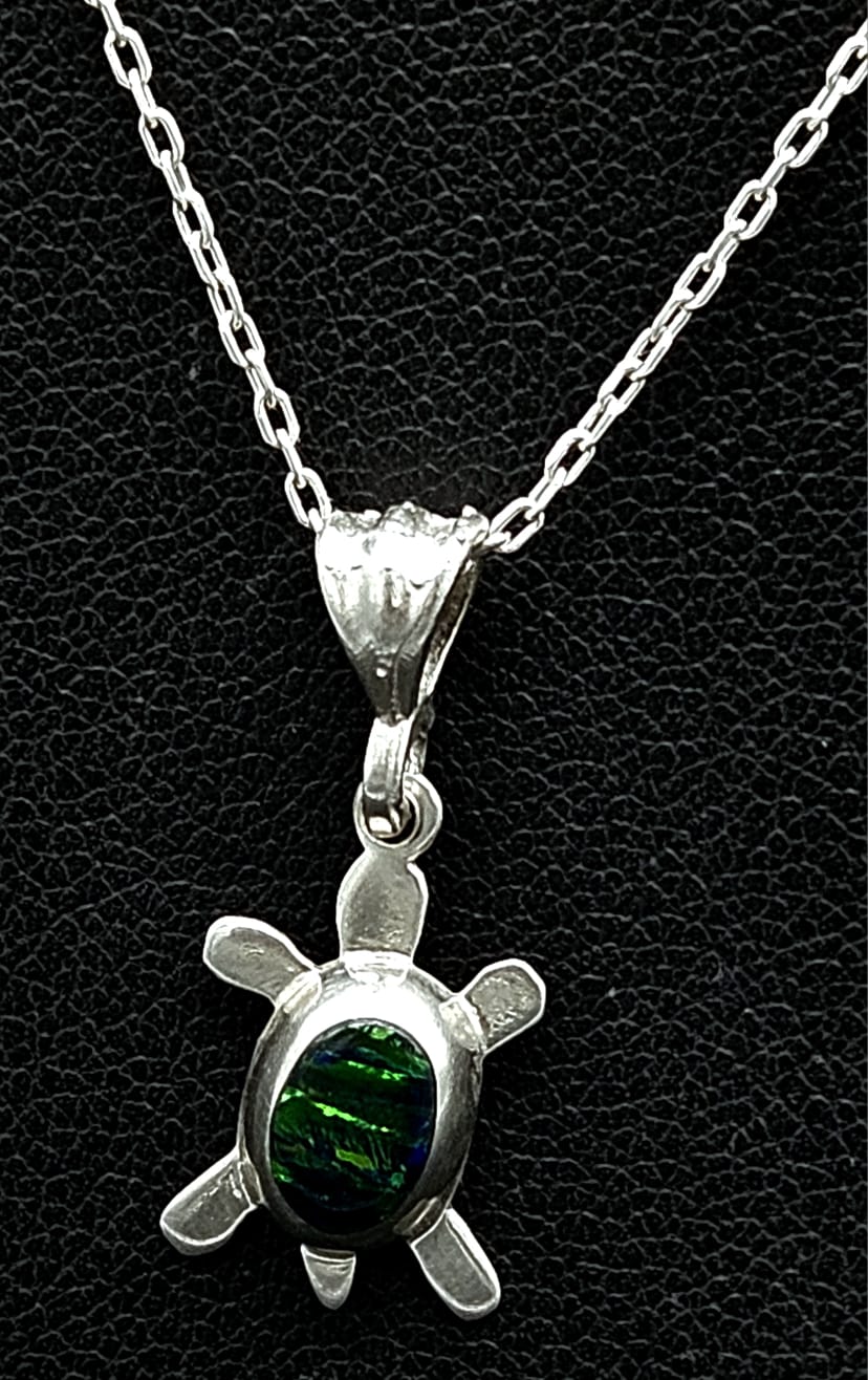 Dije Plata Ley 925 Tortuga Opalo, sello de autenticidad Plata Ley .925