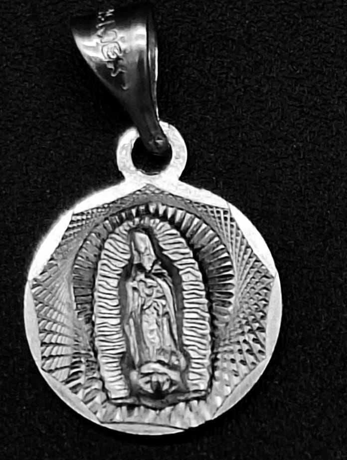 Dije Plata Ley 925 , Virgen de Guadalupe, sello de autenticidad Plata Ley .925