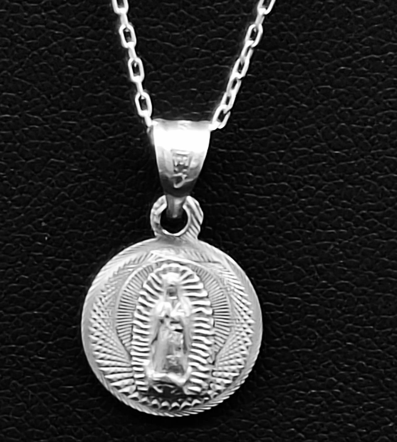 Dije Plata 925, Virgen de Guadalupe, sello de autenticidad Plata Ley .925