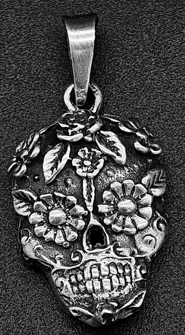 Dije Plata Ley 925,calavera, sello de autenticidad Plata Ley .925