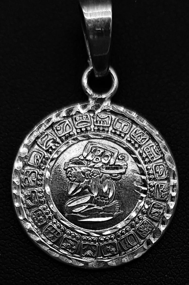 Dije Plata Ley 925 Calendario Maya, sello de autenticidad Plata Ley .925