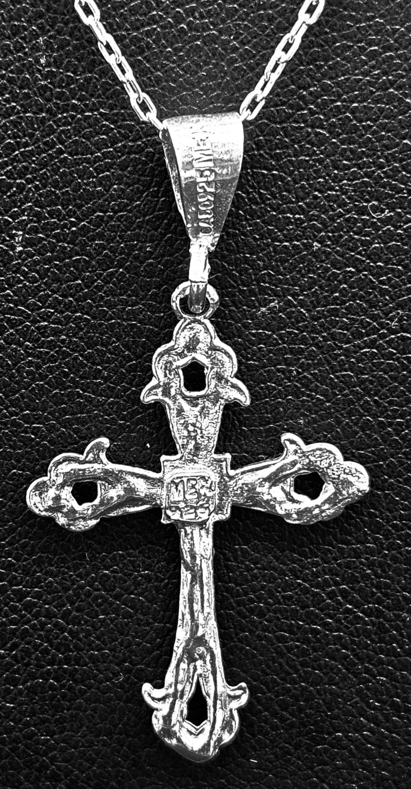 Dije Plata Ley 925, Cruz Diamantada, sello de autenticidad Plata Ley .925
