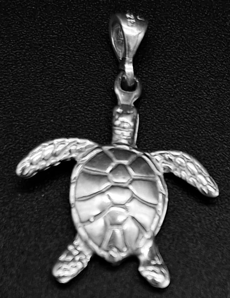 Dije Plata Ley 925 ,tortuga, vista frontal