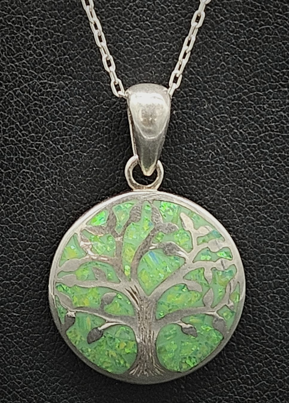 Dije Plata Ley 950 Arbol de la Vida Opalo, sello de autenticidad Plata Ley .925