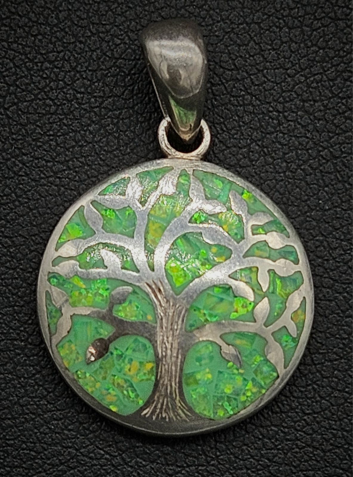 Dije Plata Ley 950 Arbol de la Vida Opalo, vista frontal