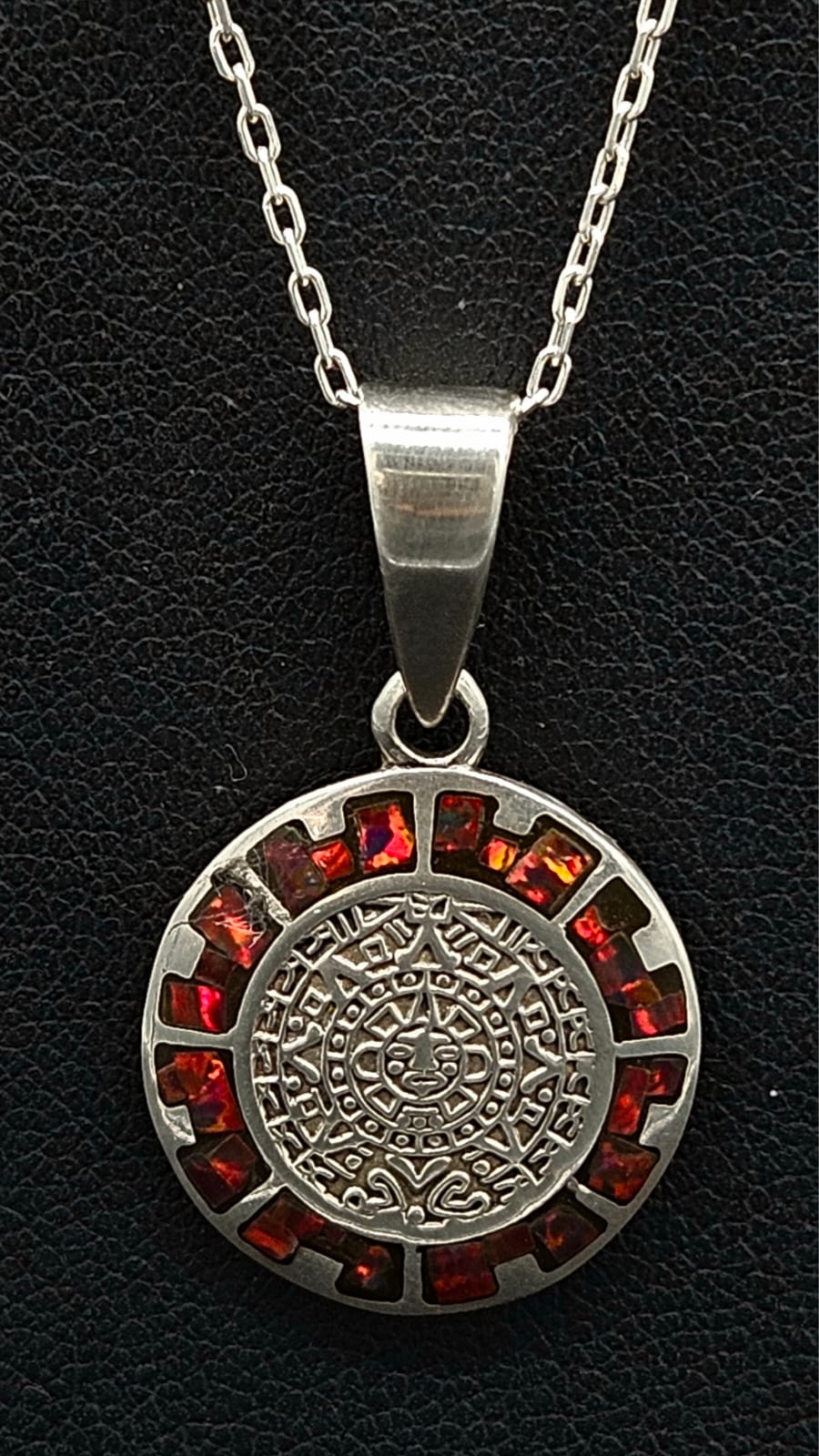 Dije Plata Ley 950 Calendario Azteca, sello de autenticidad Plata Ley .925