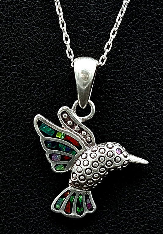 Sello de ley en el interior del dije plata ley 950 colibri opalo