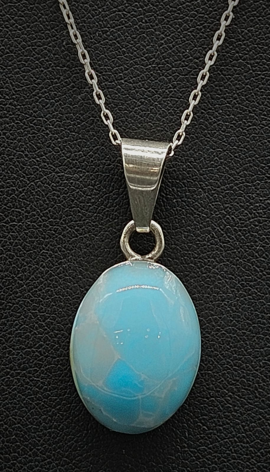 Dije Plata Ley 950 Larimar, sello de autenticidad Plata Ley .925