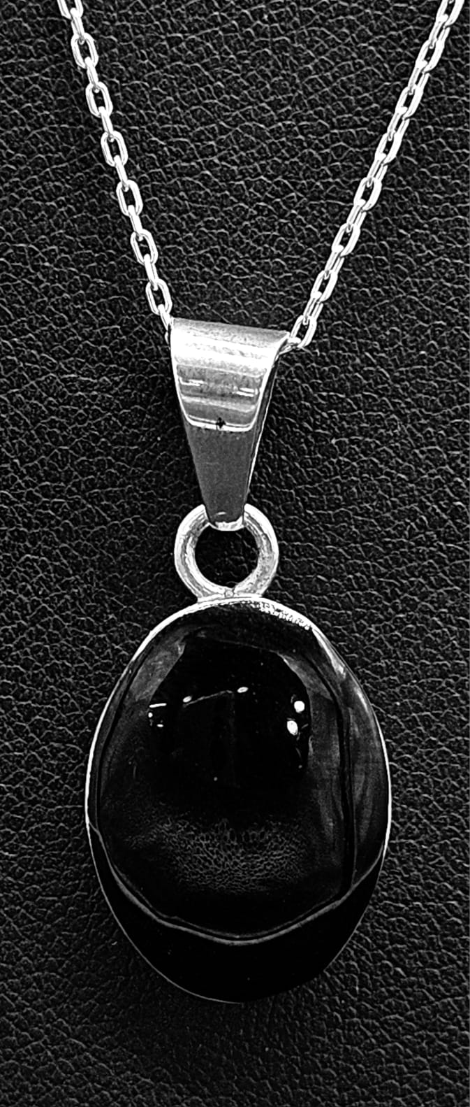 Dije Plata Ley 950 Obsidiana, sello de autenticidad Plata Ley .925