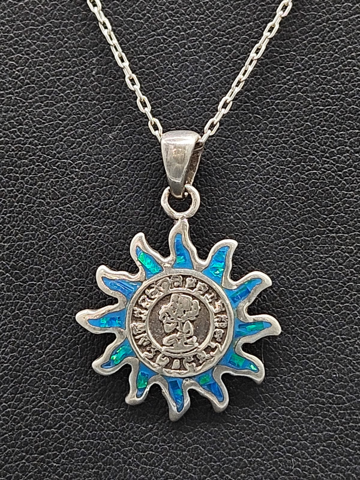 Dije Plata Ley 950 Sol Calendario Maya, sello de autenticidad Plata Ley .925