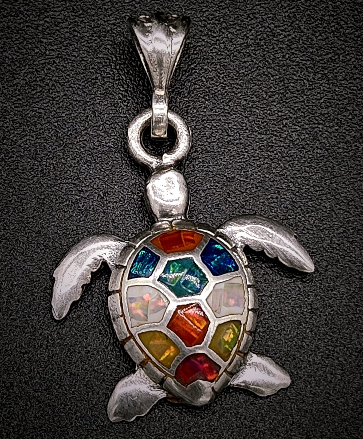Dije Plata Ley 950 Tortuga Opalo, sello de autenticidad Plata Ley .925