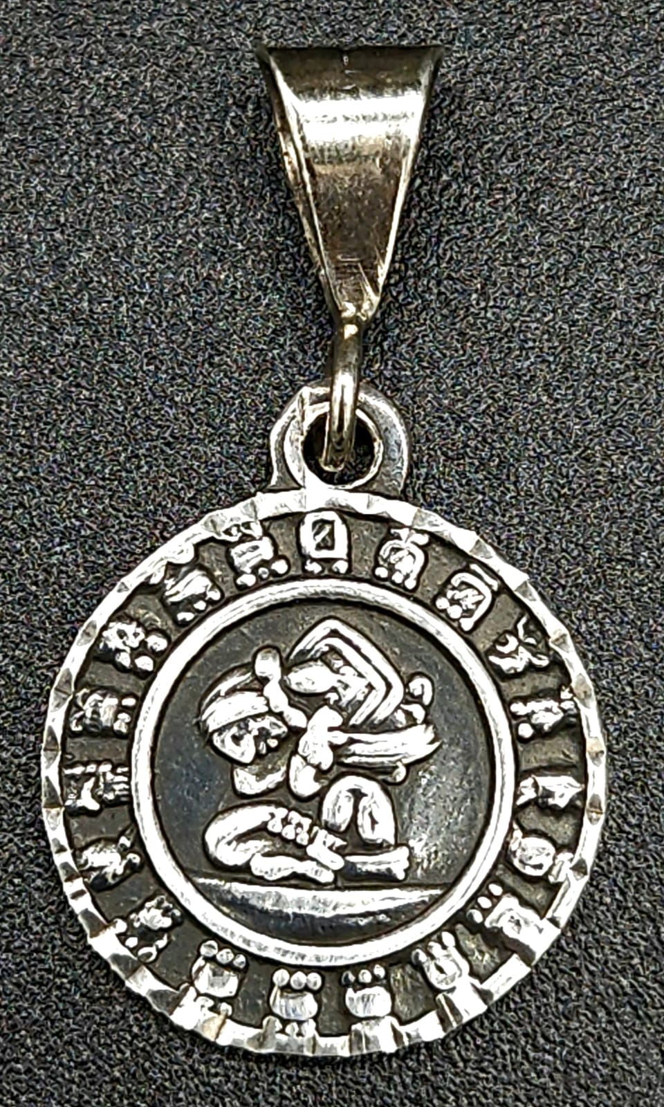 Dije Plata Ley 950, Calendario Maya, sello de autenticidad Plata Ley .925