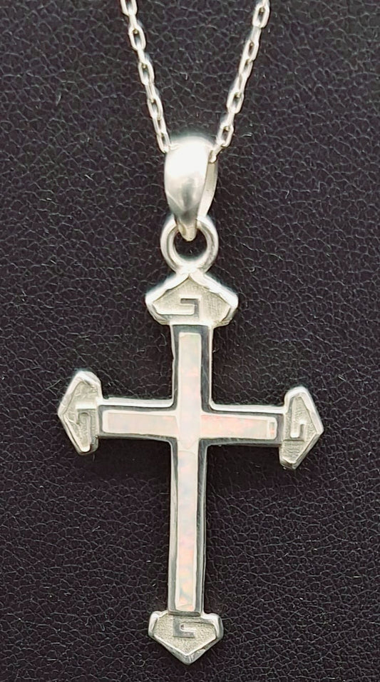 Dije Plata Ley 950, con Opalo Blanco, vista frontal