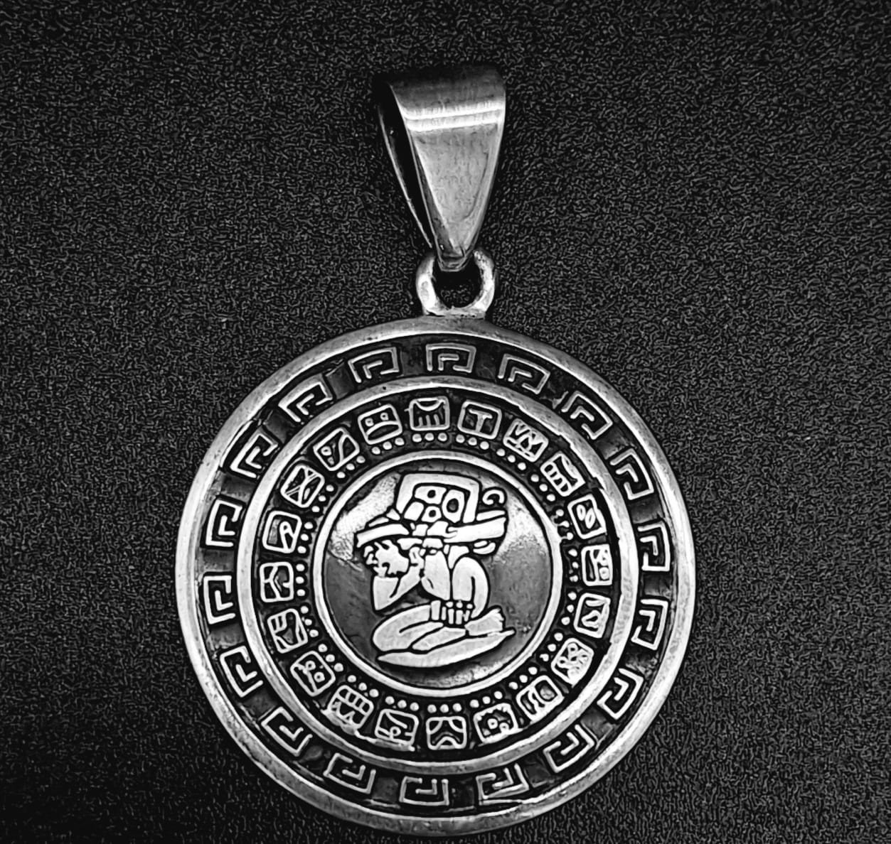 Dije Plata Ley 925 Calendario Maya, sello de autenticidad Plata Ley .925