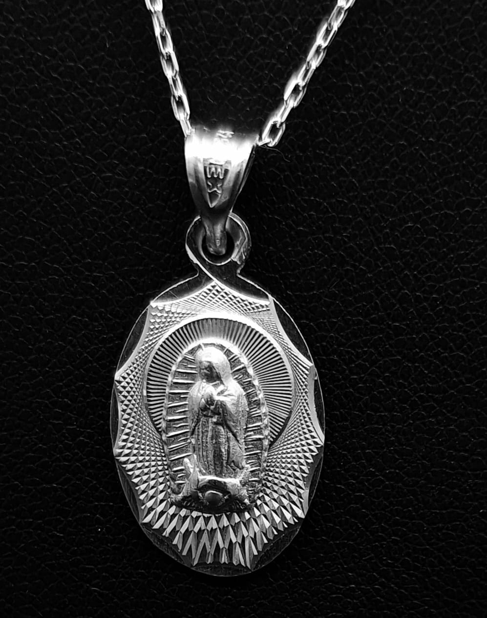 Dije Plata Ley 925 Virgen de Guadalupe, sello de autenticidad Plata Ley .925