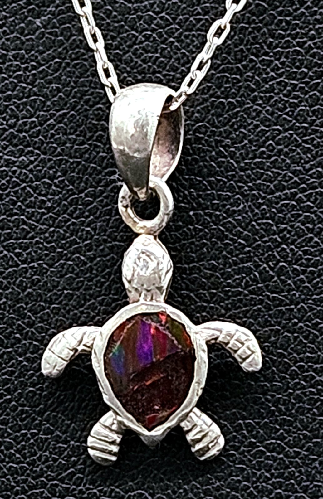 Dije Plata Ley 950 Tortuga Opalo, sello de autenticidad Plata Ley .925