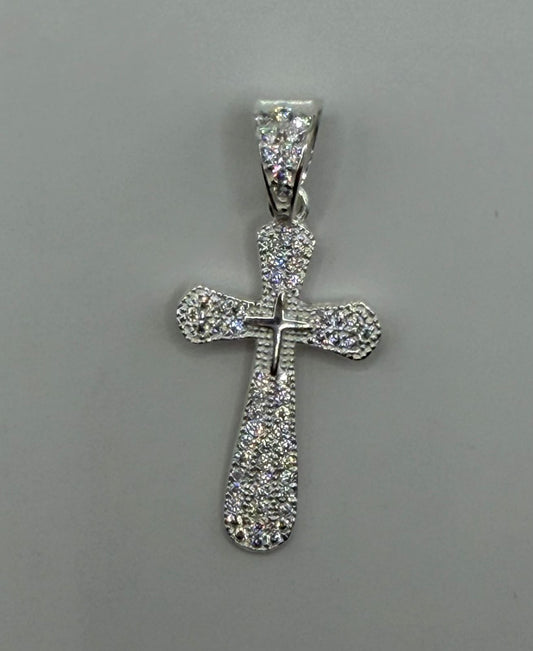 Dije Cruz con Mini Zirconia Full — vista frontal
