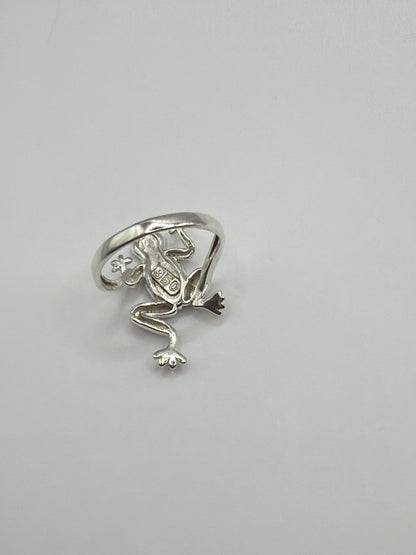 Anillo rana visto desde arriba mostrando la cabeza redondeada y cuerpo tridimensional