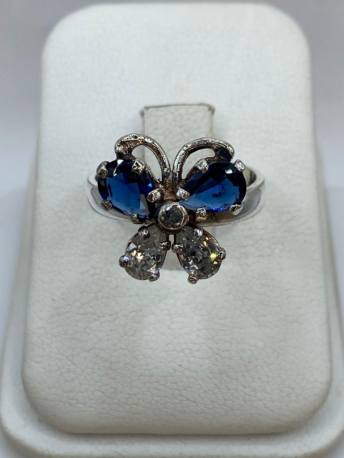 Anillo Mariposa Giratoria con Zirconia en Plata 925, vista superior