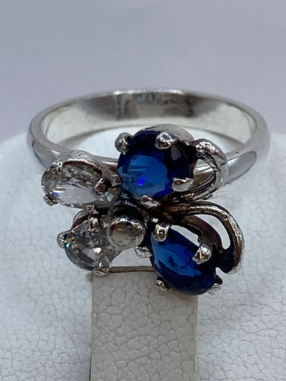 Anillo Mariposa Giratoria con Zirconia en Plata 925, sello de autenticidad Plata Ley .925