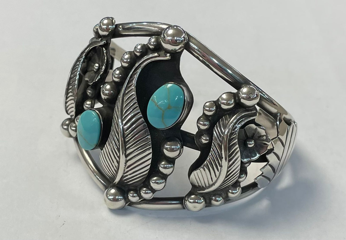 Brazalete en Plata 925 con Turquesa, vista frontal