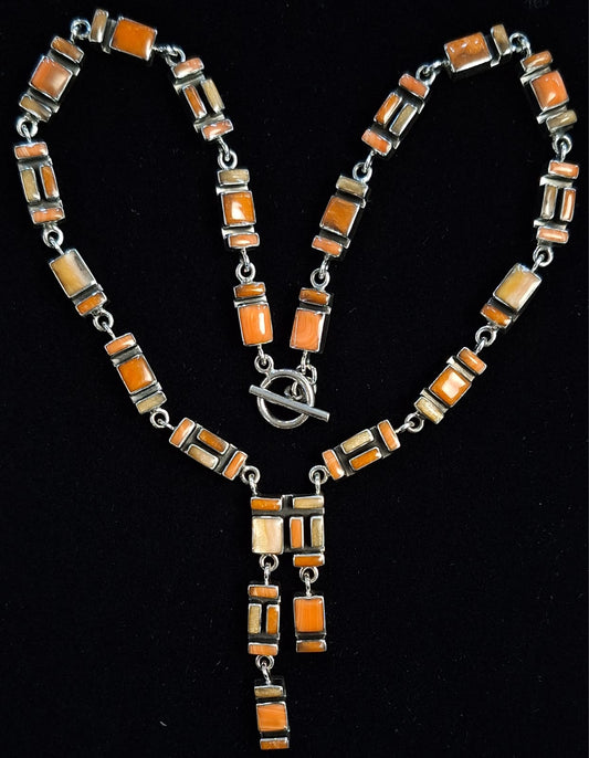 Sello de ley en el interior del collar mosaico con incrustaciones de piedra en plata ley 925