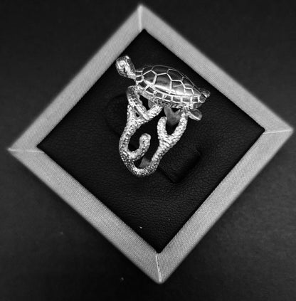 Anillo Plata Ley 950, Tortuga, vista frontal