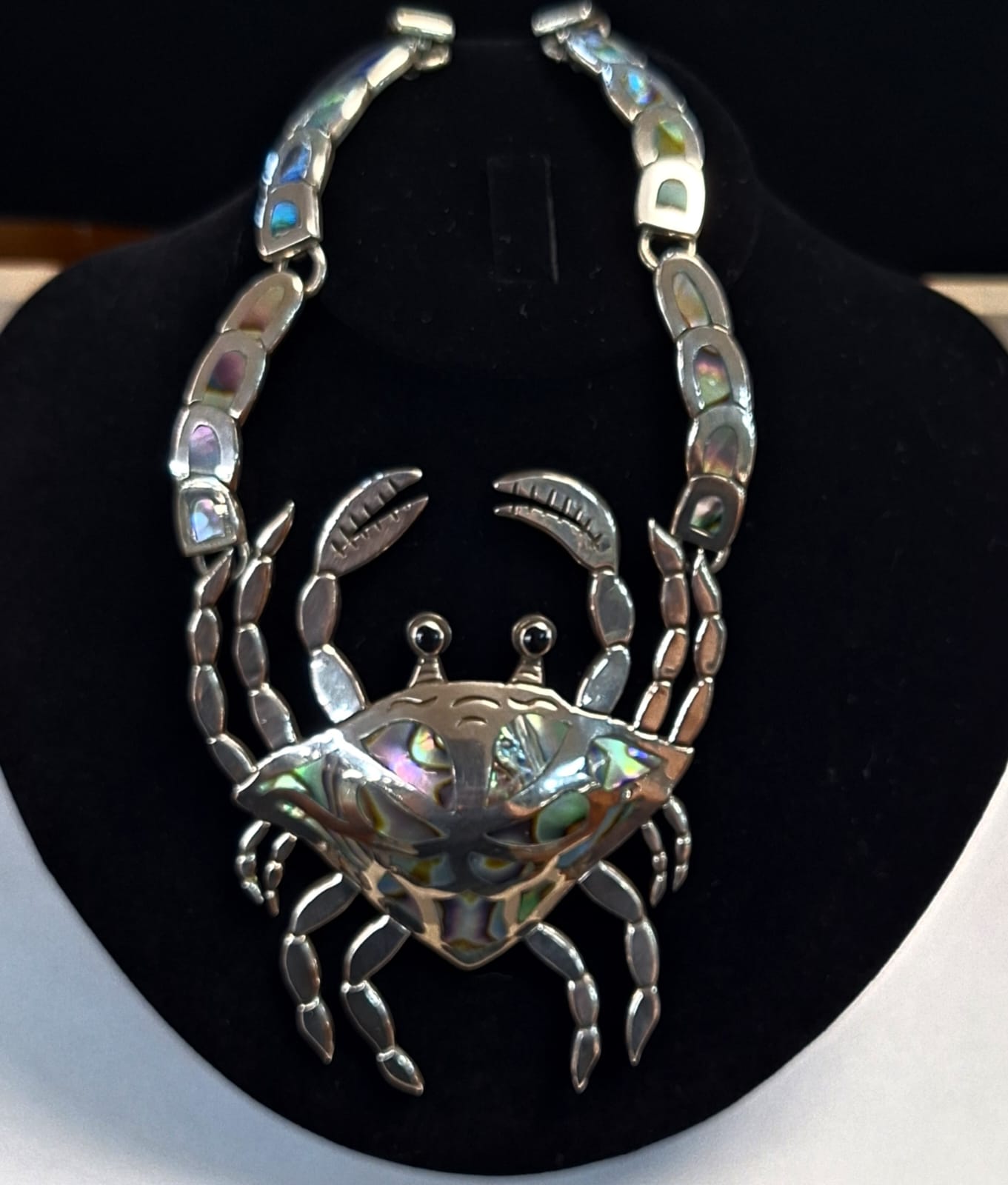 Collar con Incrustaciones de Abulón en Plata Ley 925, sello de autenticidad Plata Ley .925