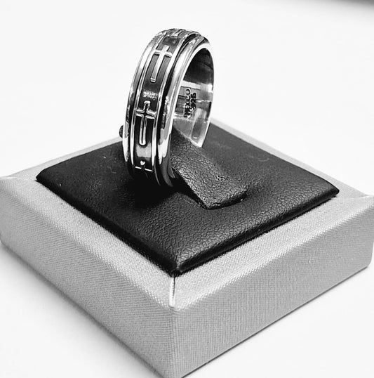 Sello de ley en el interior del anillo anti ansiedad en plata ley 925
