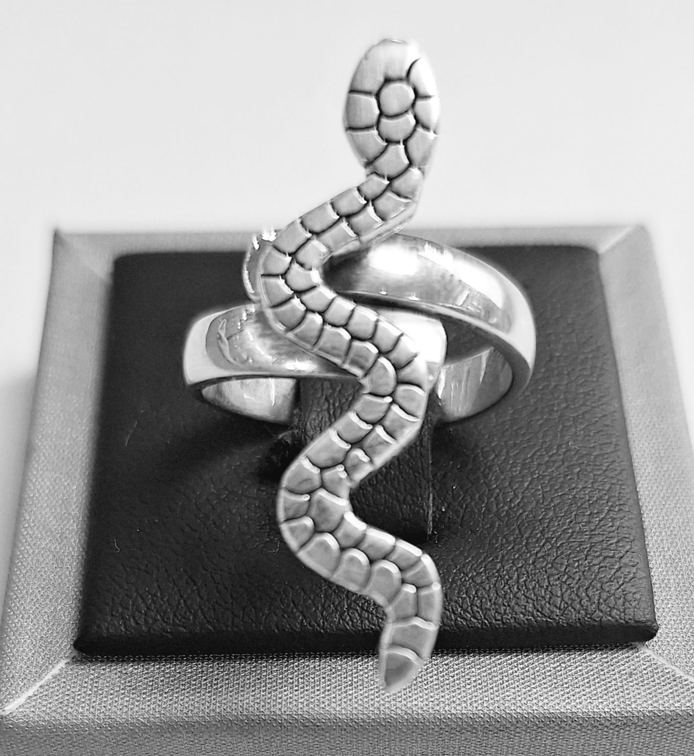 Sello de ley en el interior del anillo serpiente en plata ley 925