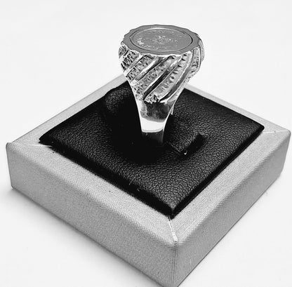Anillo Moneda en Plata Ley 925, vista frontal