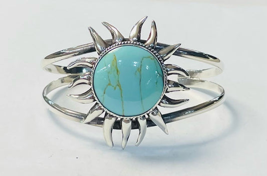 Sello de ley en el interior del brazalete con turquesa en plata ley 925
