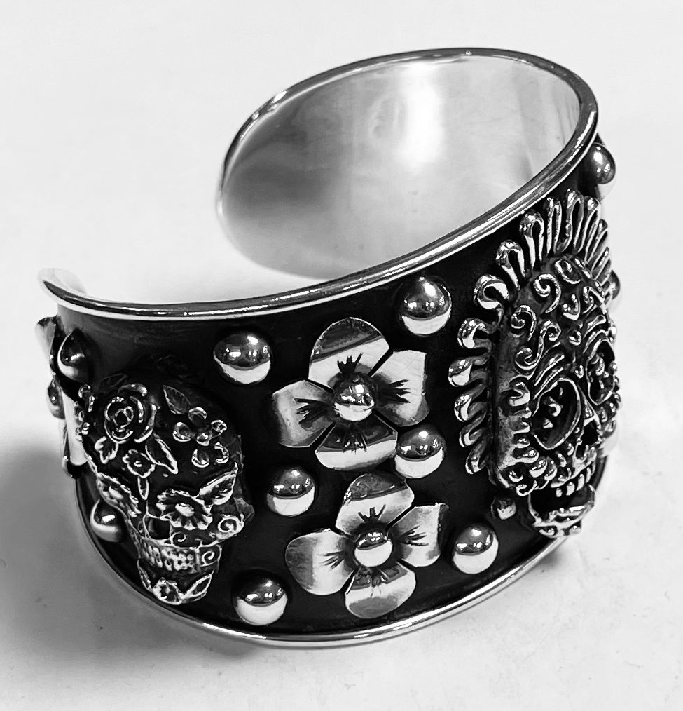 Brazalete Catrina en Plata Ley 925, sello de autenticidad Plata Ley .925