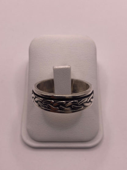 Anillo Giratorio de Plata 925 con Diseño de Cadena — vista lateral