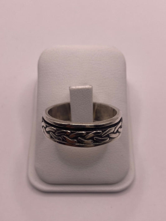 Anillo Giratorio de Plata 925 con Diseño de Cadena — vista lateral