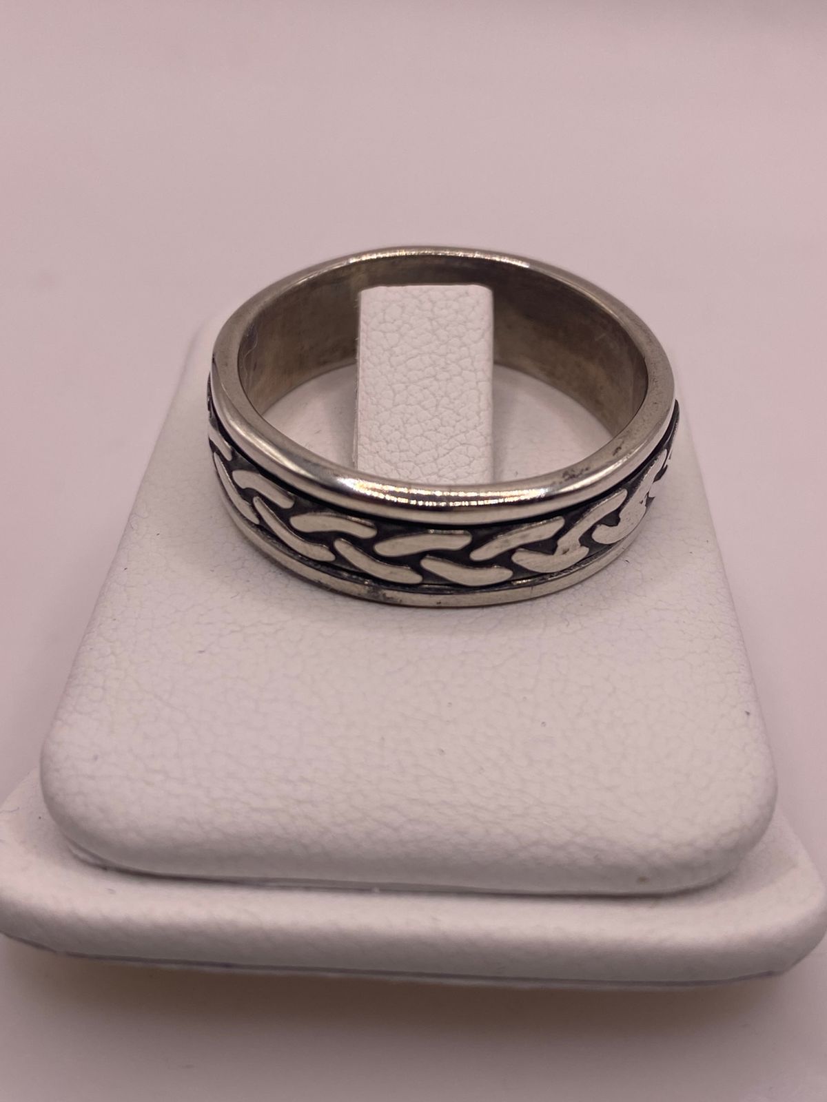 Anillo Giratorio de Plata 925 con Diseño de Cadena, vista lateral