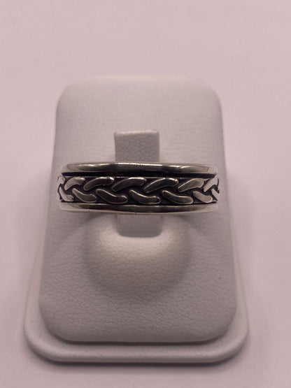 Anillo Giratorio de Plata 925 con Diseño de Cadena, vista frontal