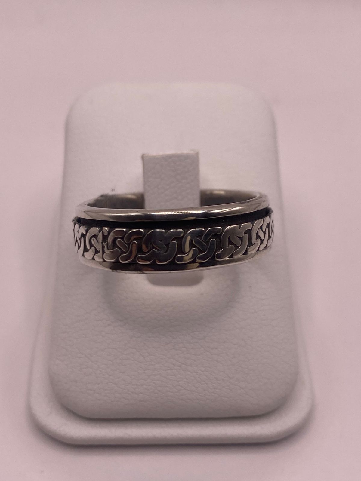 Anillo Giratorio de Plata 925 con Diseño de Cadena, vista frontal