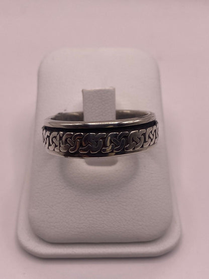 Anillo Giratorio de Plata 925 con Diseño de Cadena, vista frontal
