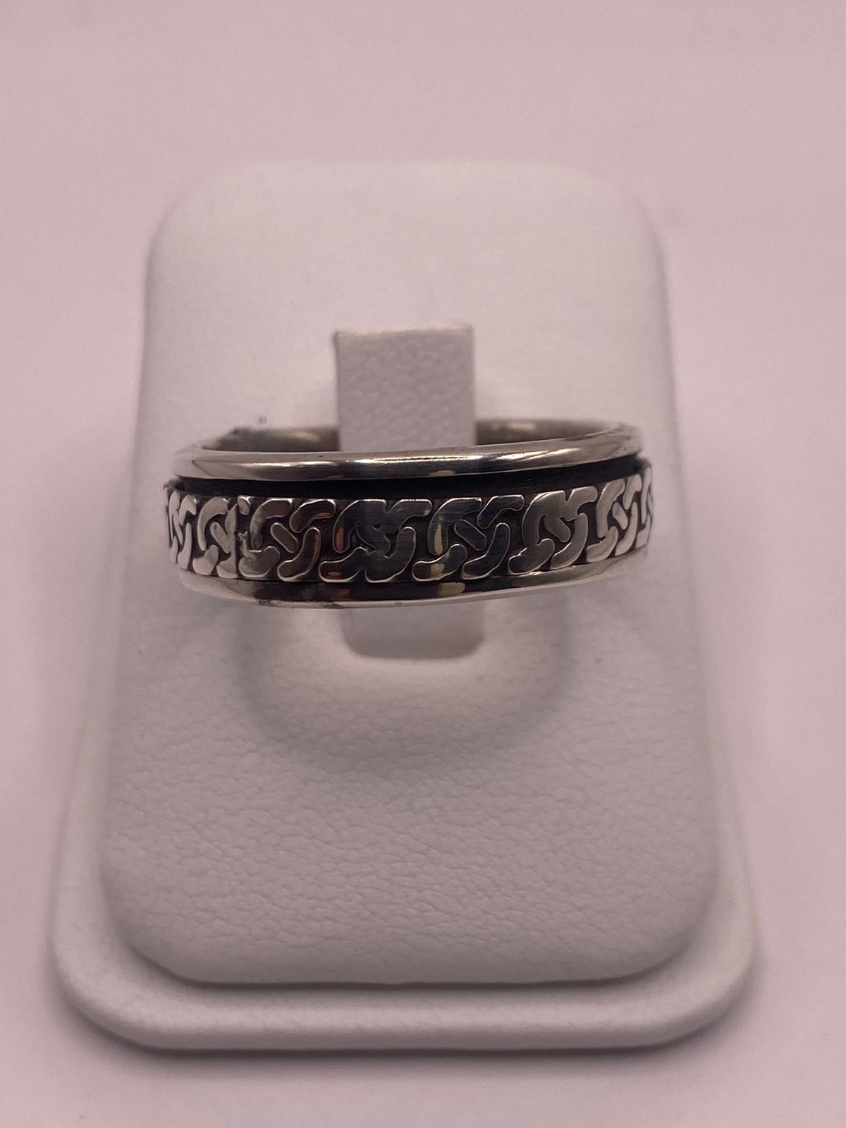 Anillo Giratorio de Plata 925 con Diseño de Cadena, vista lateral