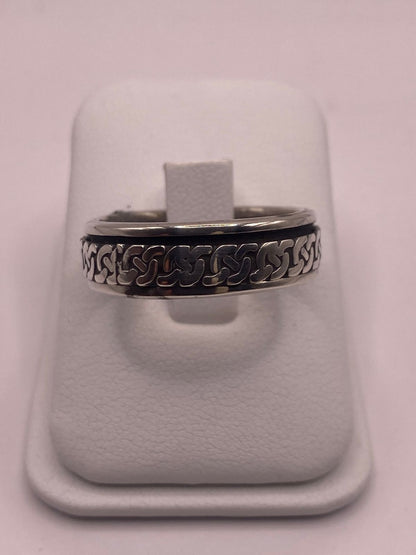 Anillo Giratorio de Plata 925 con Diseño de Cadena, vista lateral