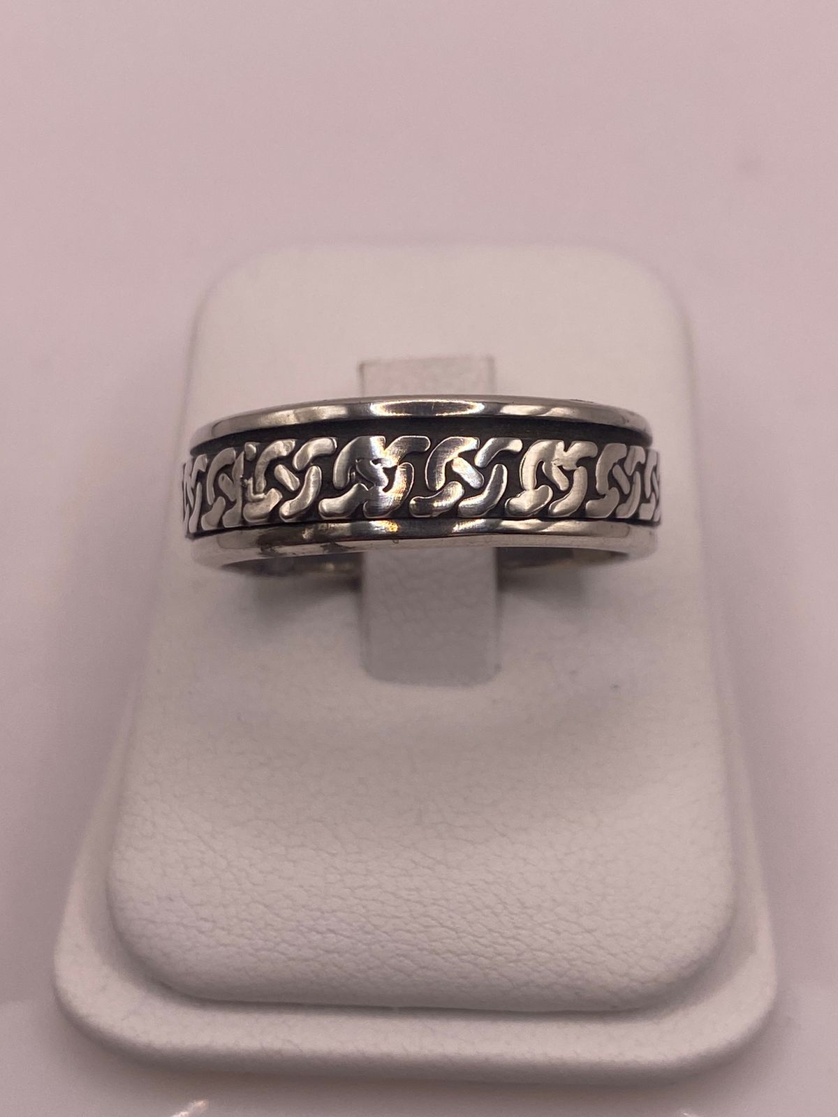Anillo Giratorio de Plata 925 con Diseño de Cadena, vista de detalle