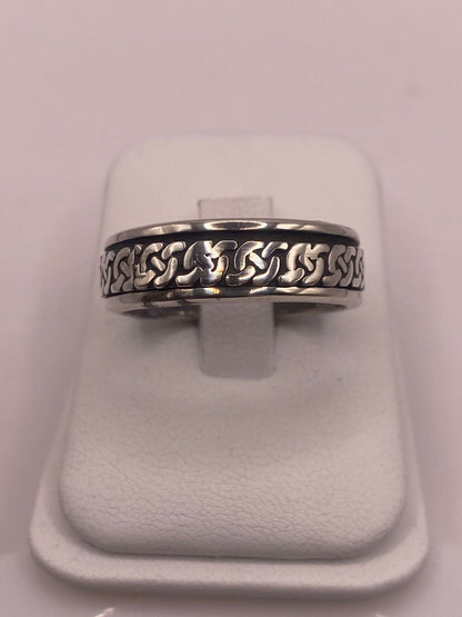 Anillo Giratorio de Plata 925 con Diseño de Cadena, vista de detalle